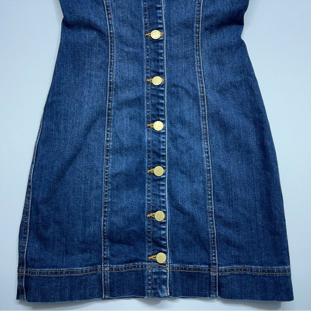 Ramy Brook Lolita Denim Mini Dress Womens 24 Indigo Dyed Button Up Sleeveless - Picture 3 of 13